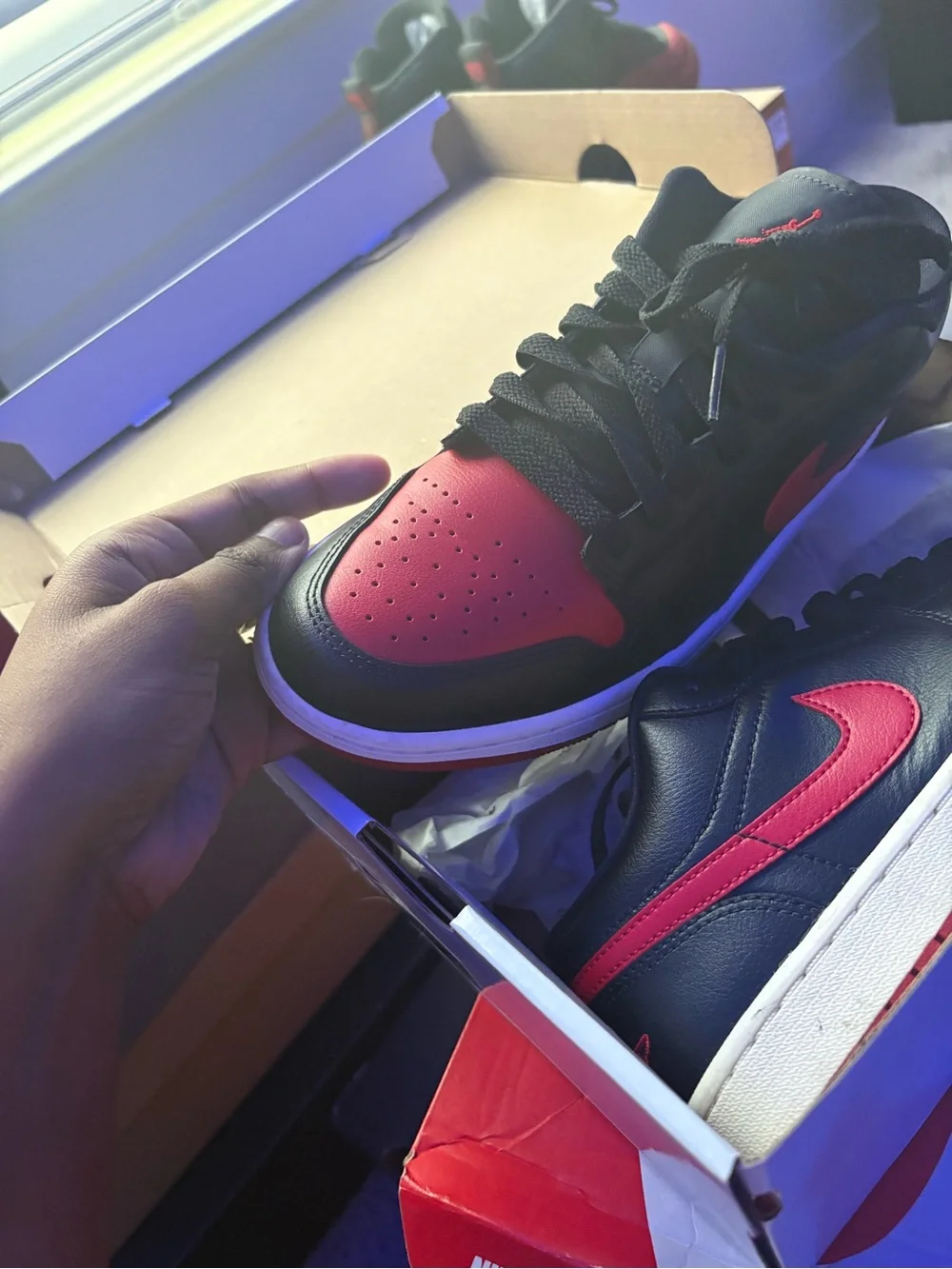 Jordan low top 1 Women’s 8 Black and Red Low-Top Sneakers